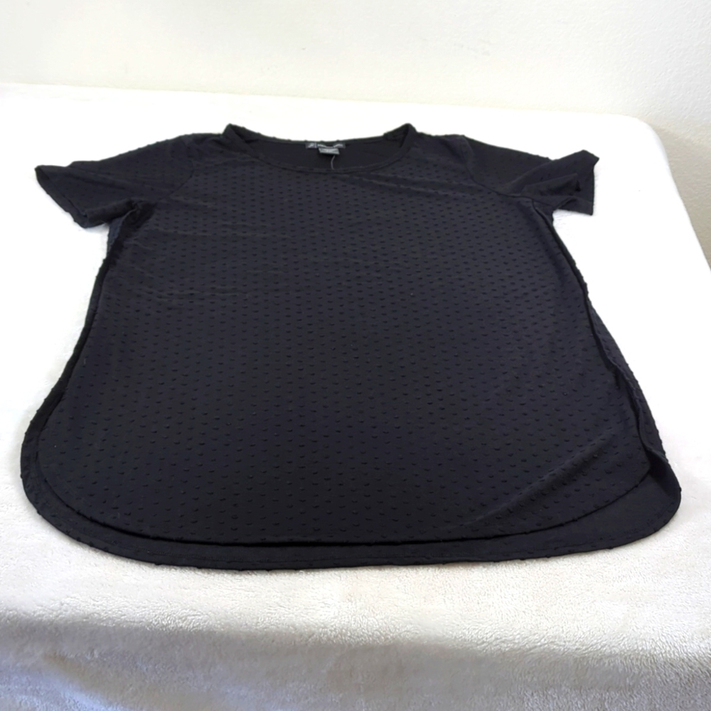 Adrianna Papell M NWT top black dotted swiss knit